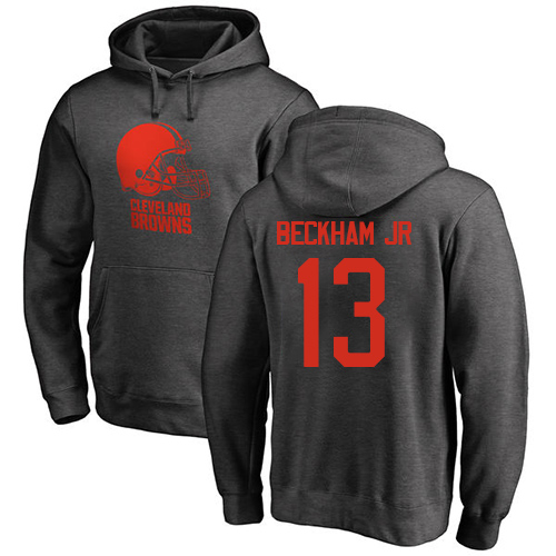 Men Cleveland Browns Odell Beckham Jr Ash Jersey 13 NFL Football One Color Pullover Hoodie Sweatshirt